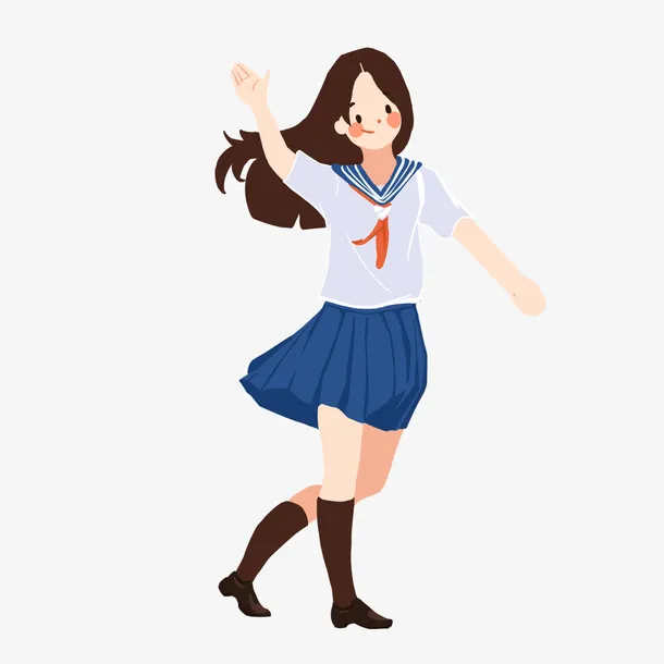 穿校服高中生女孩插画免抠