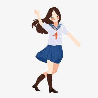 穿校服高中生女孩插画免抠