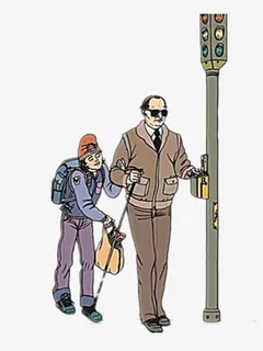 扶盲人过马路免抠