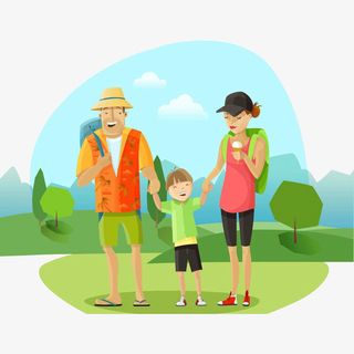 国庆出游 一家三口旅游免抠