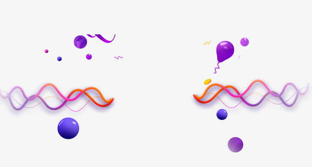彩带气球圆球免抠漂浮彩带元素