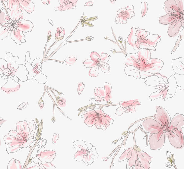 桃花花纹免抠