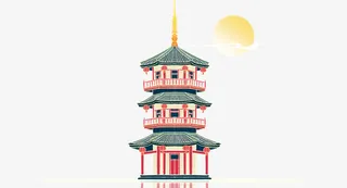 古代建筑物，楼房，阶梯免抠