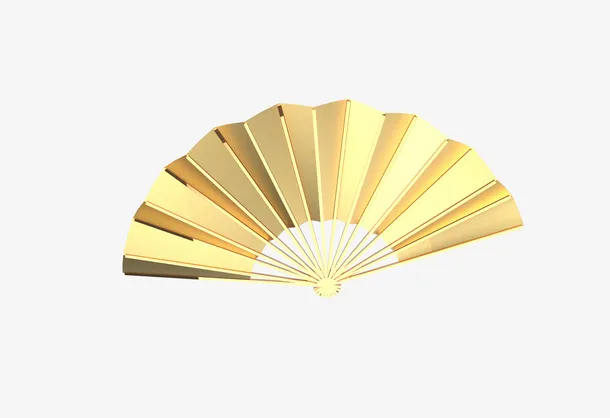 地产中式中国风金扇子免抠