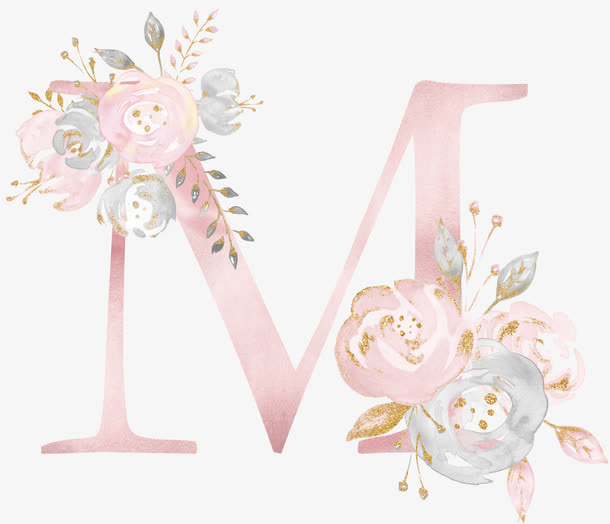 花朵字母M免抠