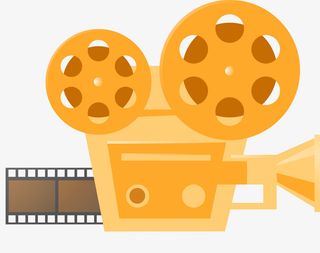 黄色扁平电影放映机免抠