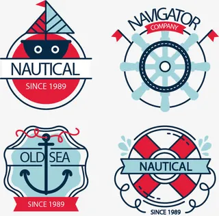 扁平航海标签四个免抠