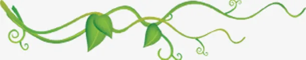 绿色卡通丝带树枝免抠