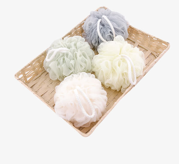 篮子里的多色沐浴球免抠