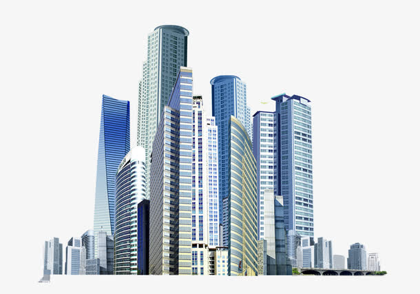 城市高楼大厦建筑群实景免抠