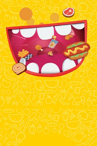 简约卡通美食文化海报背景素材高清