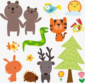 矢量手绘卡通动物免抠