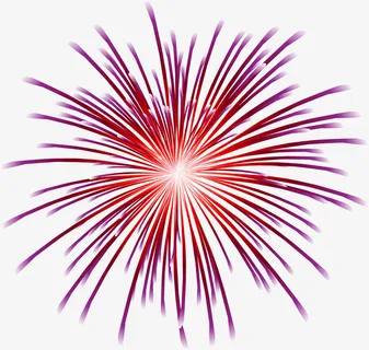 新春美丽红色烟花免抠