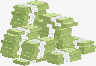 万能的金钱堆叠起来的美元纸币卡免抠