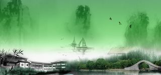 水墨江南古风海报背景高清