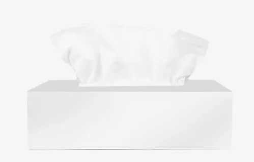 纯白色盒子包装抽纸巾侧视图免抠