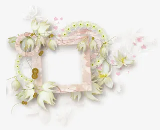 白色鲜花相框免抠