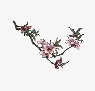 手绘盛开的桃花矢量图免抠