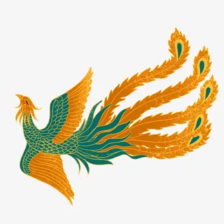 国潮风金凤凰质感元素免抠