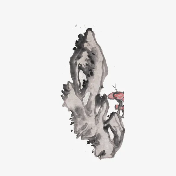 中国风宣纸水墨画免抠