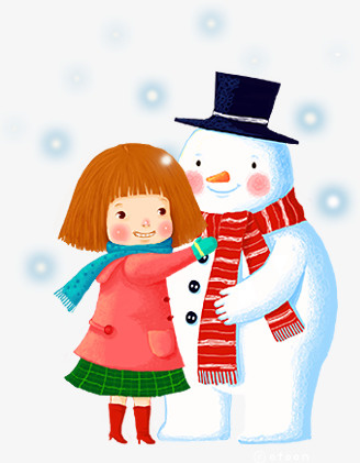 小女孩和雪人免抠