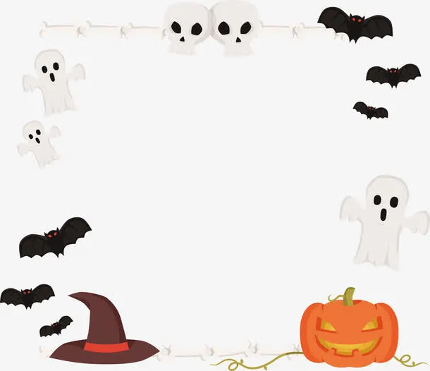 骷髅蝙蝠装饰框免抠