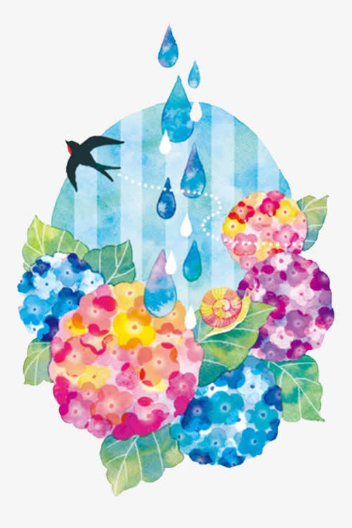 花朵和燕子免抠
