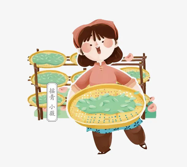 卡通女孩丰收的季节免抠