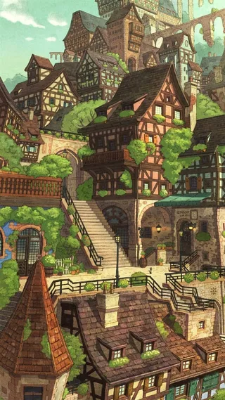 动漫房屋H5背景高清