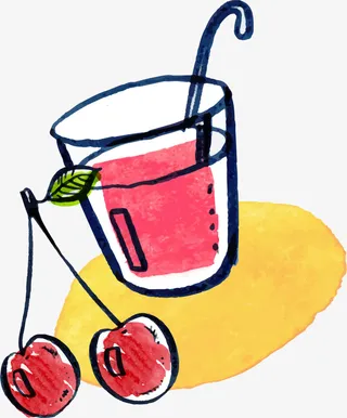 卡通夏季冰爽饮料装饰设计免抠