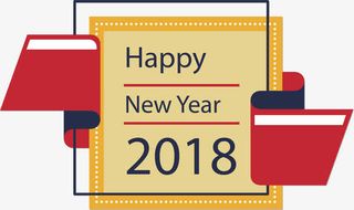 矢量扁平新年方形标签免抠