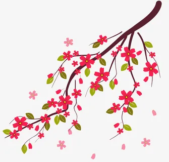 矢量春天开放花枝素材免抠