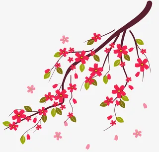 矢量春天开放花枝素材免抠