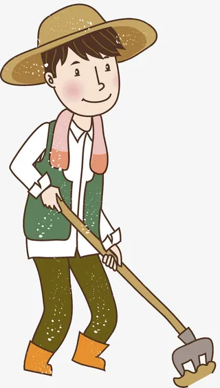 拿着锄头农忙的男人免抠