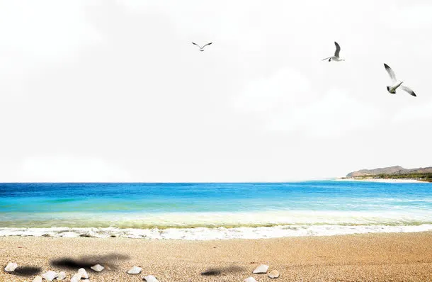 蔚蓝大海边的美丽景色免抠背景场景背景元素