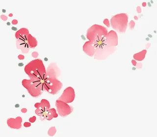 梅花水印水墨风格免抠