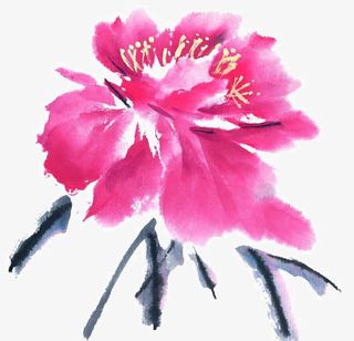 水墨画花免抠