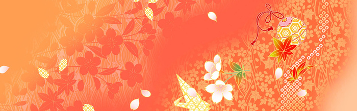 橙红色日系花纹渐变背景高清