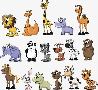 手绘卡通动物集合免抠