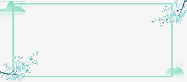 春天绿色方框边框免抠