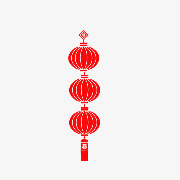 手绘红火喜庆灯笼串素材免抠