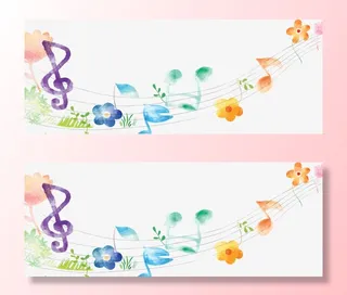 春天手绘音符花朵免抠