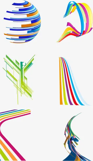 彩色动态线条设计免抠