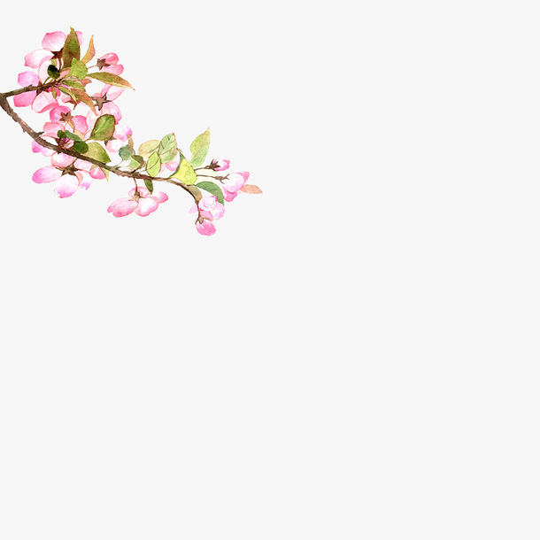 浅粉色手绘唯美桃花免抠