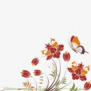 花边 手绘 花丛 边框 底纹免抠