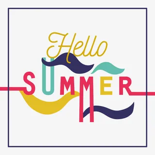 彩色夏天英文字体免抠