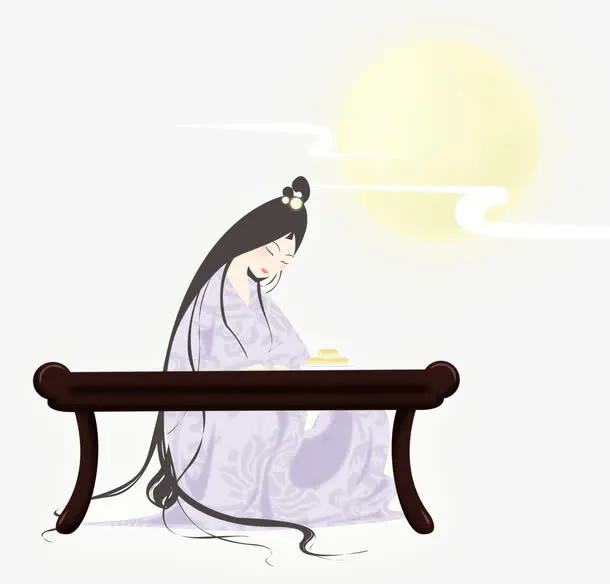 卡通手绘月下嫦娥免抠