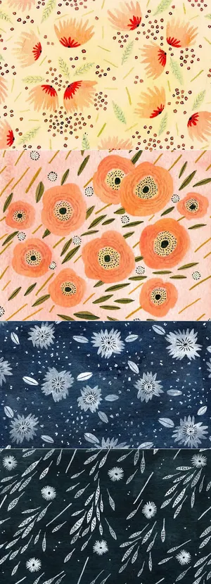 清新复古印花图案免抠