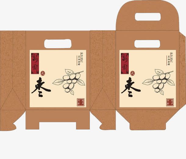 牛皮纸红枣包装盒设计免抠