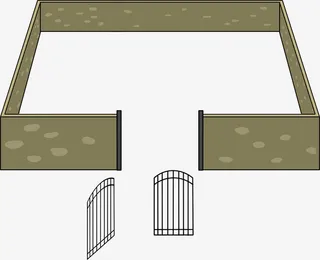 院墙围墙院子乡村免抠